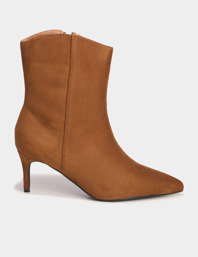 Boots &agrave; talons aiguilles 4 cm marron femme