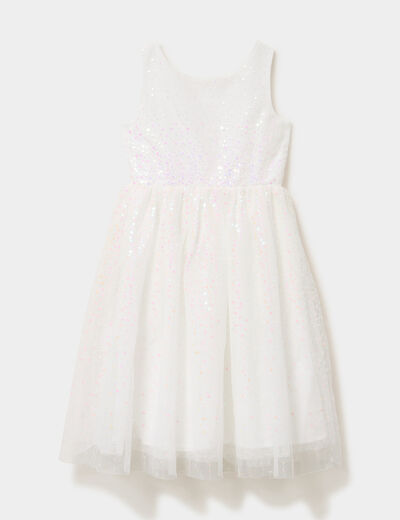 Robe c&eacute;r&eacute;monie sans manches &agrave; sequins ivoire fille