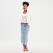 T-shirt côtelé manches courtes coton blanc femme
