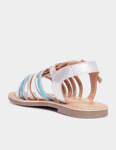 Sandales brides irisées en cuir Creeks bleu fille
