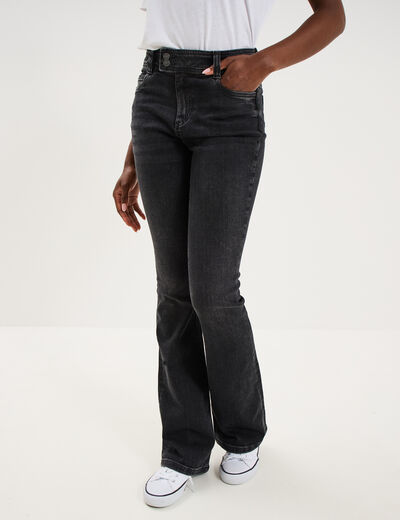 Jean flare taille basse denim noir femme