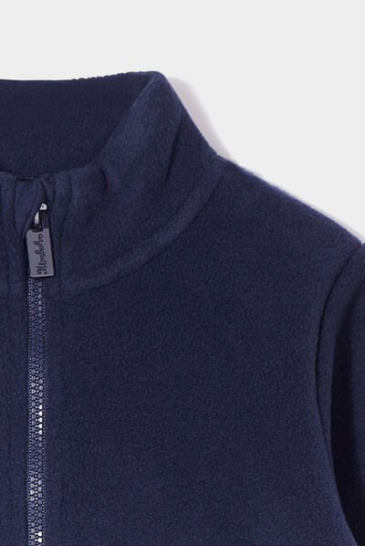 GIlet polaire zippé broderie fantaisie bleu marine bébé garçon