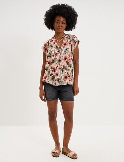 Short mom en jean 5 poches denim noir femme