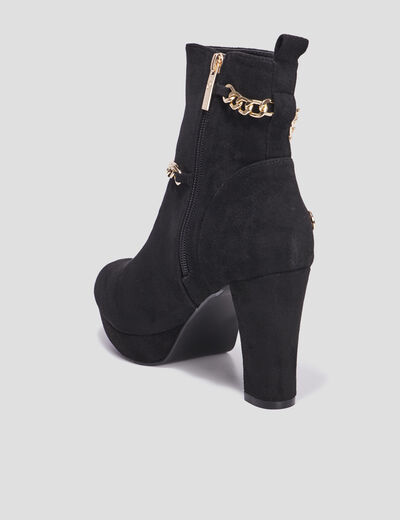 Bottines à talon avec chaînes Mosquitos noir femme