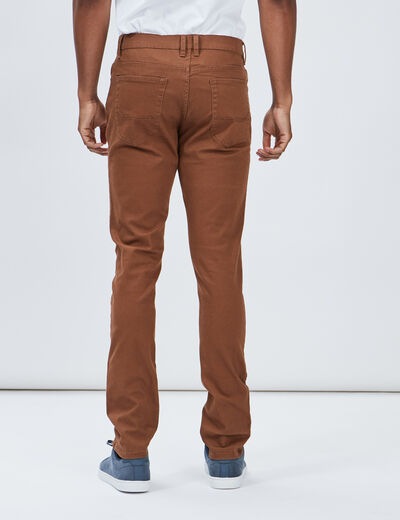 Pantalon droit en coton stretch camel homme