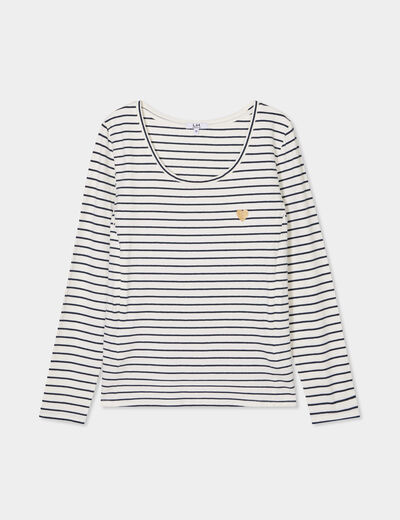 T-shirt allaitement manches longues ecru femme maternité