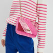 Sac bandoulière bi-matière rose fushia femme