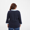 Pull effet 2-en-1 avec manches 3/4 bleu marine femme grande taille