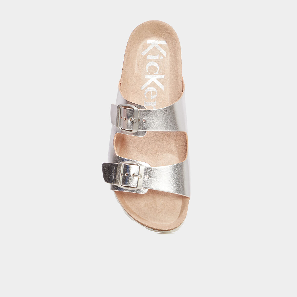 Mules métallisées Kickers gris argent femme