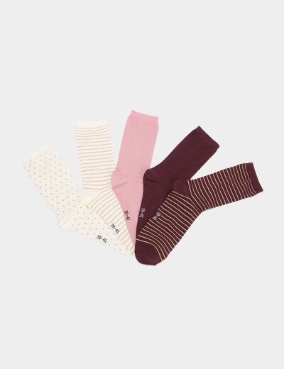 Lot 5 paires chaussettes bordeaux femme