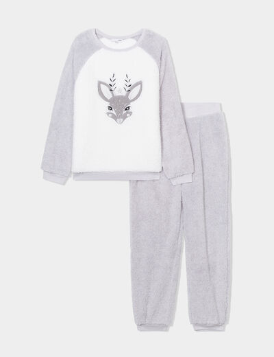 Ensemble pyjama polaire 2 pièces gris femme