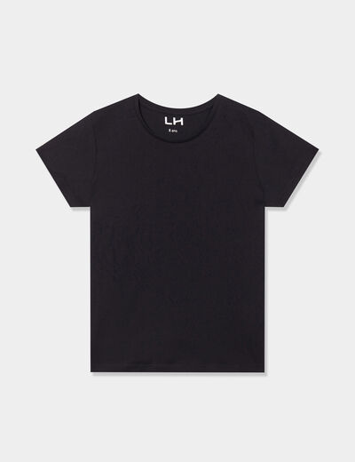 T-shirt manches courtes en coton noir fille