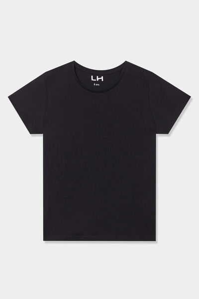 T-shirt manches courtes en coton noir fille