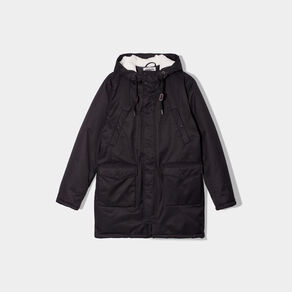 Parka mi-longue doublée à capuche noir homme