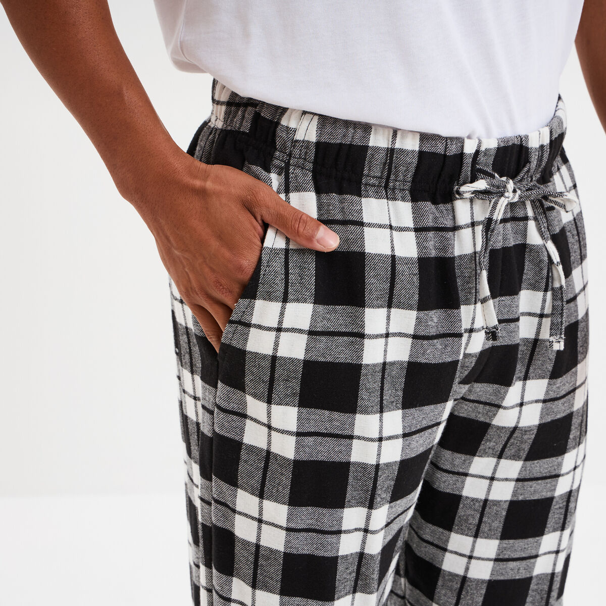 Pantalon de pyjama coton coupe droite noir homme