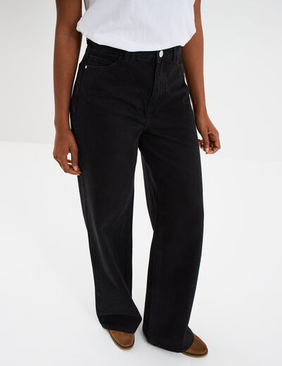 Jeans large coton denim noir femme