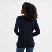 Pull col en V manches longues bleu marine femme