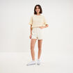 Short mom 5 poches coton ecru femme