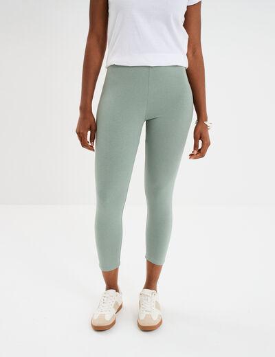 Legging 7/8ème taille élastiquée vert pastel femme
