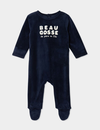 Dors-bien manches longues boutonn&eacute; bleu marine b&eacute;b&eacute;