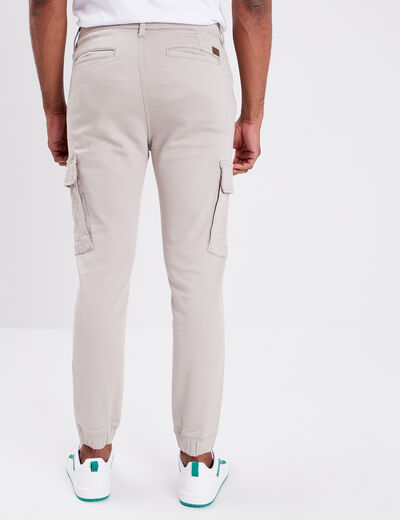 Pantalon cargo slim à coulisse sable homme