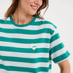 T-shirt droit &agrave; manches courtes coton vert canard femme