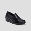 Loafers compensés en cuir noir femme