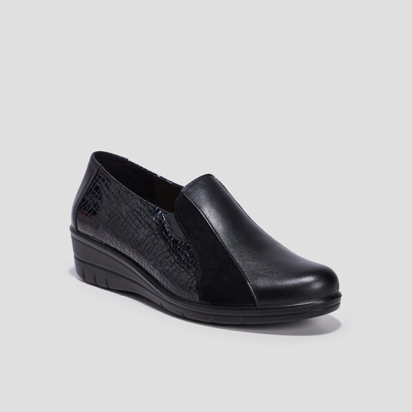 loafers compenses en cuir noir femme Loafers compensés en cuir noir femme