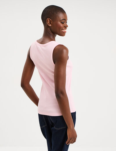 D&eacute;bardeur ajust&eacute; col rond coton rose clair femme
