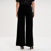 Pantalon large en velours taille haute noir femme