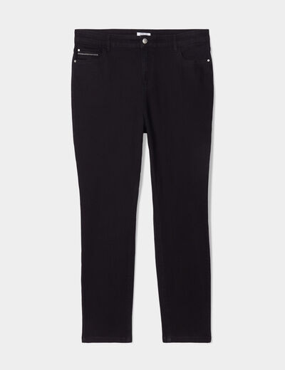 Jeans slim taille haute 5 poches denim noir femme grande taille