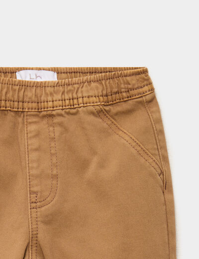 Pantalon jogger bas &eacute;lastiqu&eacute; coton marron b&eacute;b&eacute; gar&ccedil;on