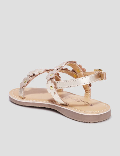 Sandales brides à fleurs en cuir Creeks jaune or fille