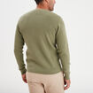 Pull en maille textur&eacute;e col rond vert kaki homme
