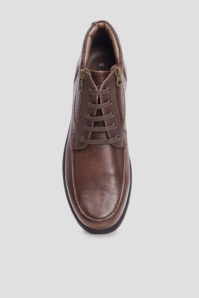 Bottines détails zippés en cuir Berzigo marron homme