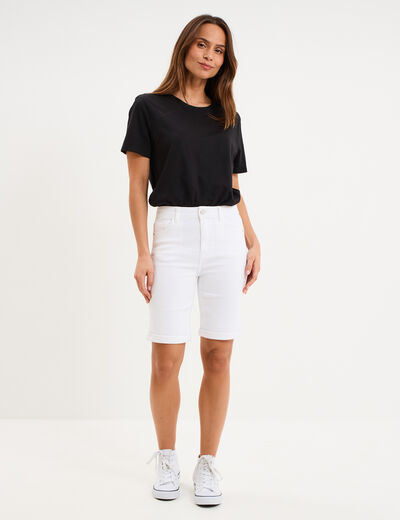 Bermuda en jean slim ecru femme