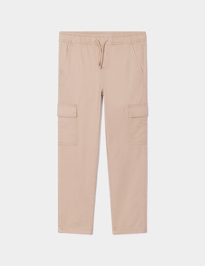 Pantalon cargo taille élastiquée marron clair garçon