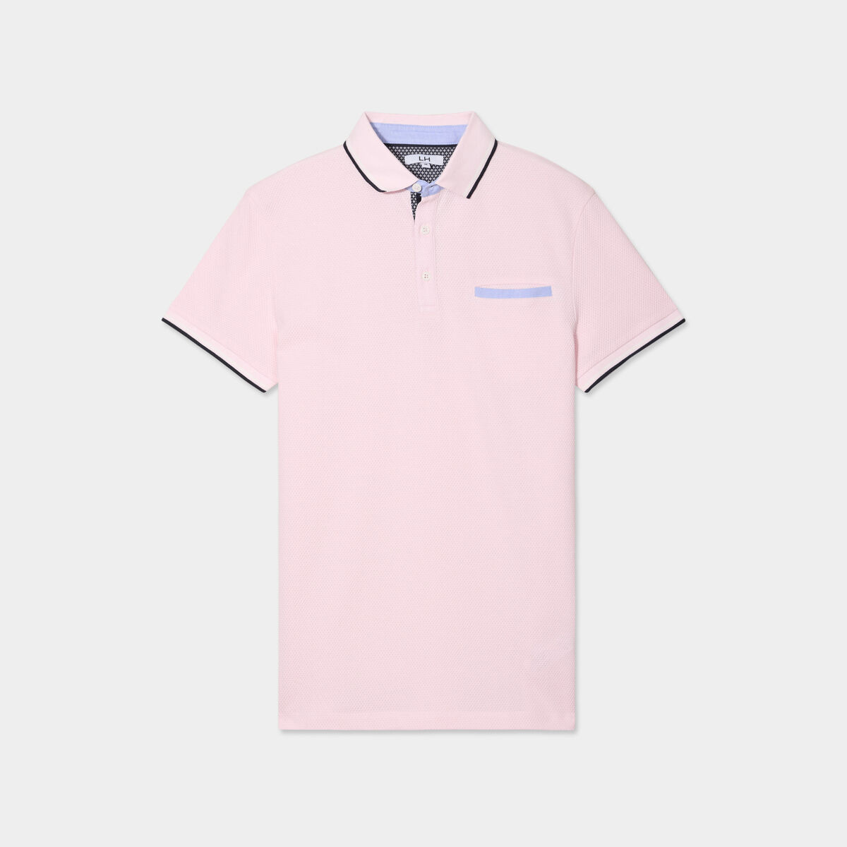 Polo piqu&eacute; manches courtes coton rose homme