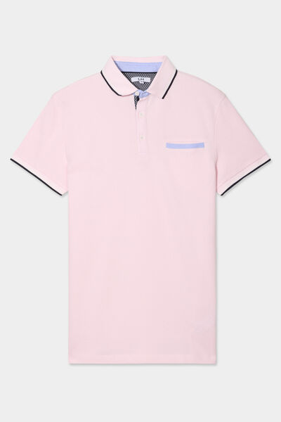 Polo piqu&eacute; manches courtes coton rose homme
