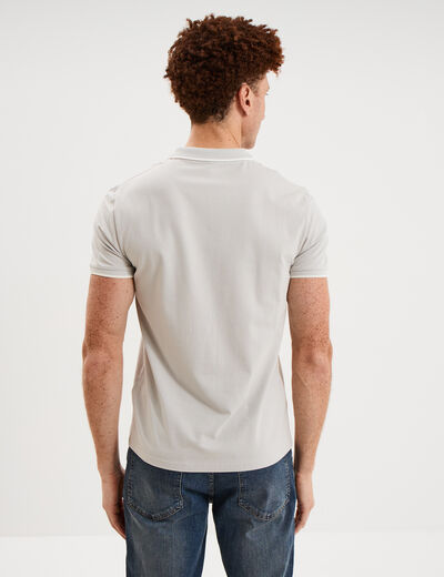 Polo slim manches courtes stretch gris clair homme