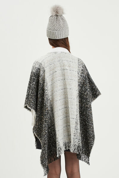 Poncho avec franges multicolore femme