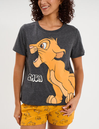 Ensemble pyjama short Le Roi lion Simba gris fonc&eacute; femme