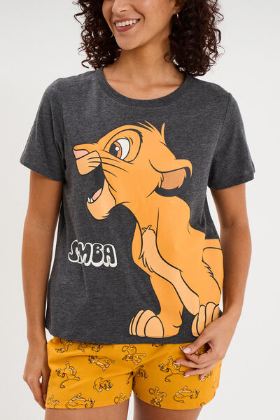 Ensemble pyjama short Le Roi lion Simba gris fonc&eacute; femme