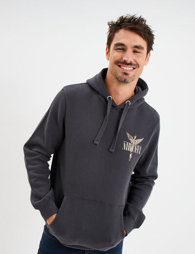 Sweat hoodie 1 poche Nirvana gris fonc&eacute; homme
