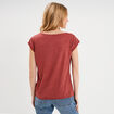 T-shirt col v poche poitrine rouge fonc&eacute; femme