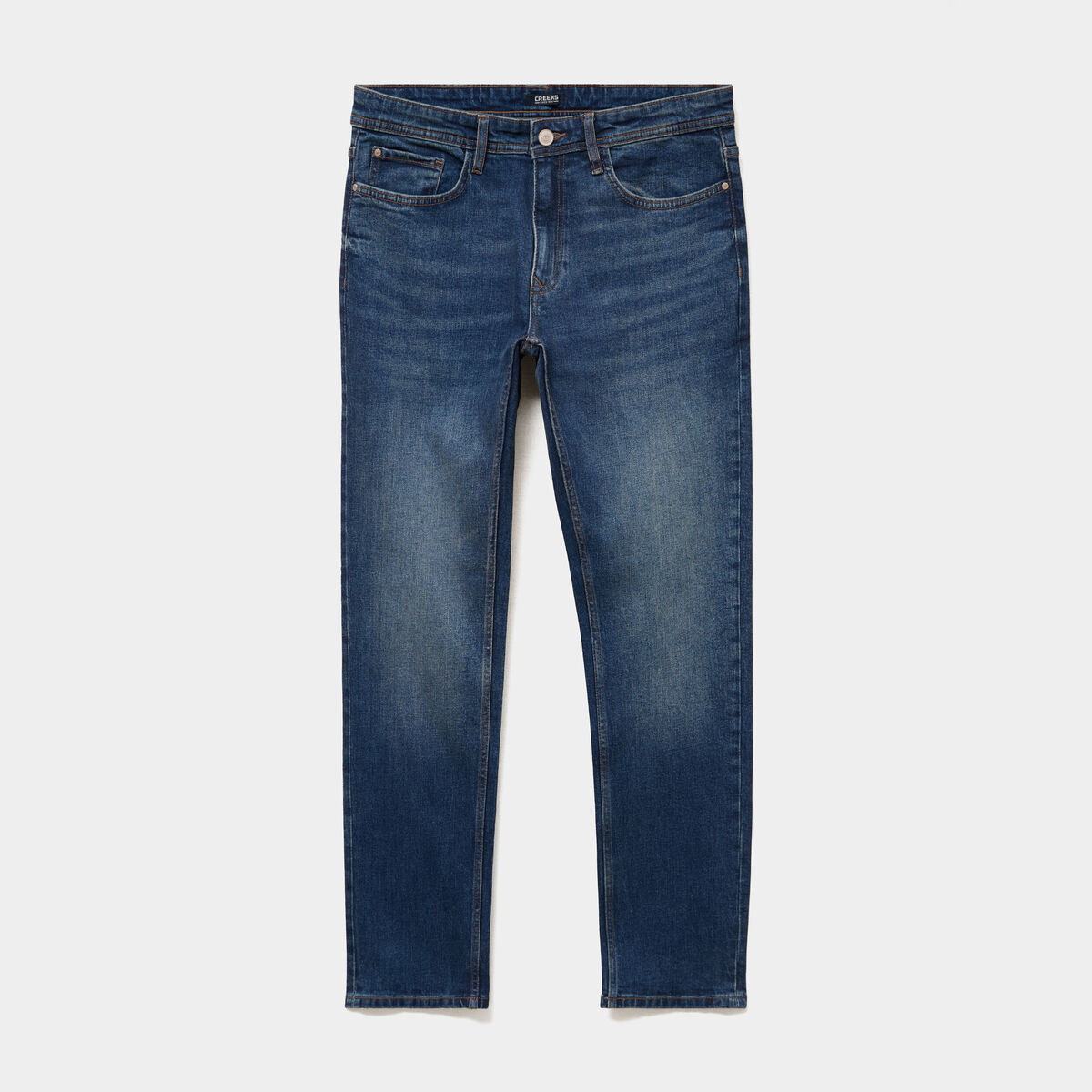 Jeans denim straight 5 poches denim used homme