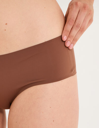 Shorty microfibre sans coutures marron femme