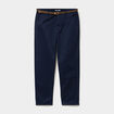 Pantalon chino regular ceinture tress&eacute;e bleu marine femme