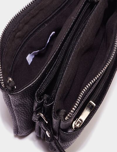 Sac en bandoulière zippé noir femme