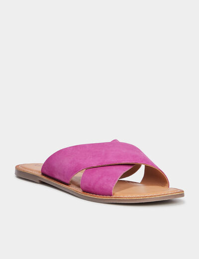 Mules brides croisées en cuir Kickers violet femme